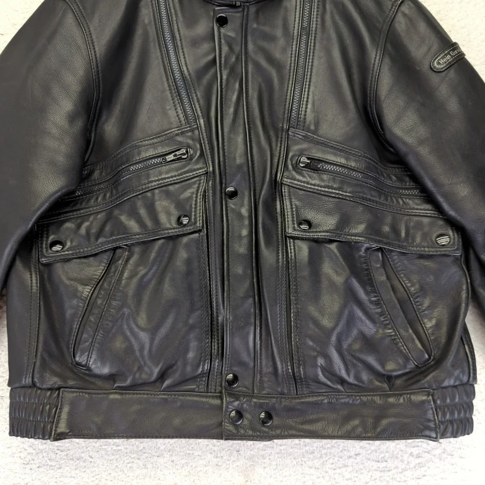 Vtg Hein Gericke Cafe Racer Leather‎ Motorcycle Jacket Mens Black 46 Biker Coat - Picture 4 of 11